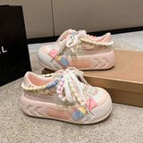 Basket Femme Chic Thick Sole Running Shoe Pink/Green Chunky Platform Women Sneakers
