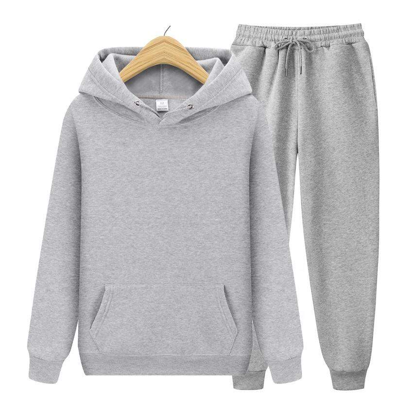 2025 New Solid Color Cross-border Pullover Sweater Sports Suit Sweater Suit Fleece Men's Hoodie