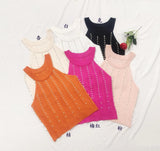Going Out Sleeveless Knitted Women's Tanks Camis Halter Top Basic tank Top