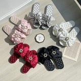 Elegant Silk Bow Sandals for Women - Party & Wedding Slippers