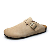 Round Toe Genuine Leather Summer Women Sandals Unisex Durable Classic Men Original Leather Slippers