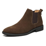 Real Leather High Ankle Chelsea Boots Wedding Party Formal Dress Shoes Durable Suede Leather Slip on