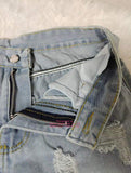 Summer Leisure Classic Fashion Versatile, Broken Hole, Split Fur Edge Straight Men's Denim Shorts and Jeans