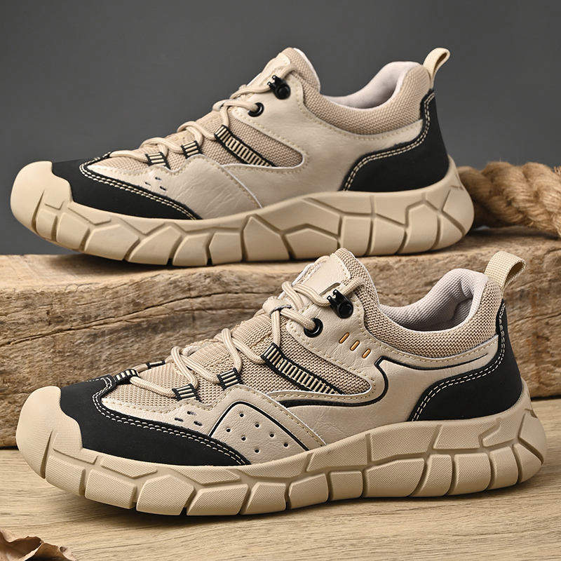Genuine Leather Mesh Men Hiking SHoes Durable Non Slip Sole Ankle Support Outdoor Shoes for Trail Trekking Adventure