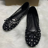 Women's Ballet Flats Sandals With Bow Accent Starry Pattern Lightweight Comfort Durable Ladies Casual Walking Shoes