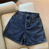 Denim Shorts Women's Summer New Trendy Popular High Waist Simple Slimming Loose Wide Leg Hot Pants - Zeprah