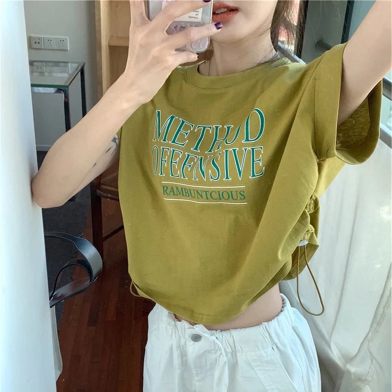 Design Sense Short - sleeved T-shirt Women's Summer Graphic tee Irregular Niche New Chic Loose Short Top - Zeprah
