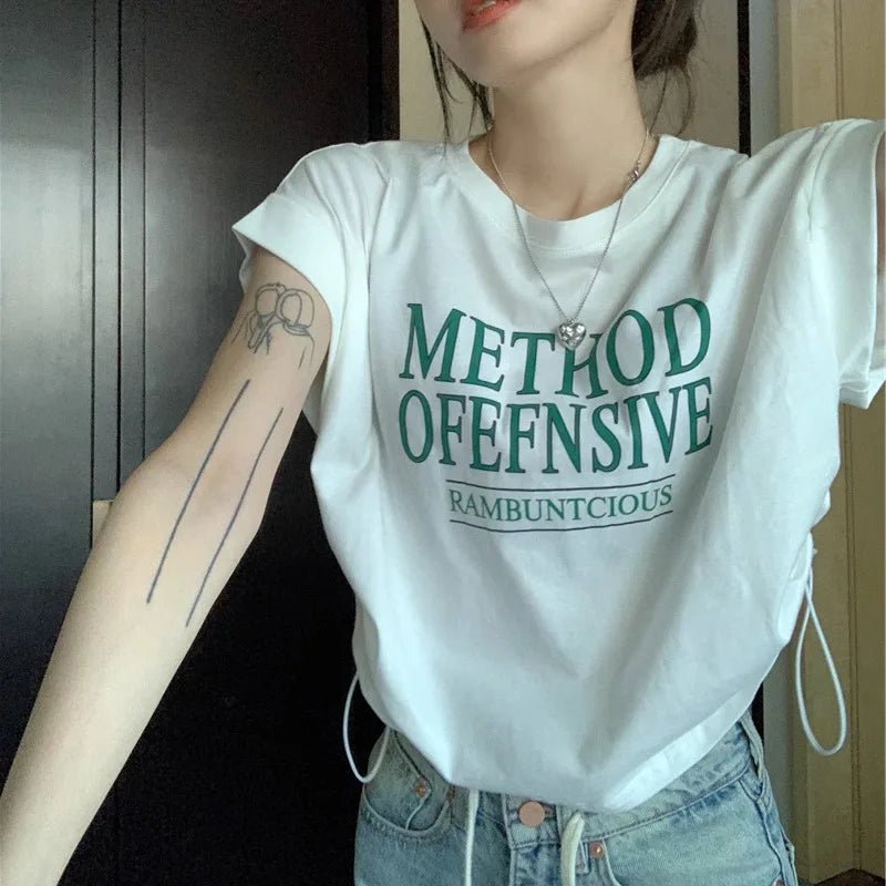 Design Sense Short - sleeved T-shirt Women's Summer Graphic tee Irregular Niche New Chic Loose Short Top - Zeprah