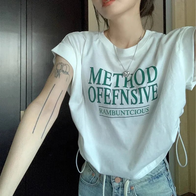 Design Sense Short - sleeved T-shirt Women's Summer Graphic tee Irregular Niche New Chic Loose Short Top - Zeprah