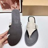 Stylish Anti-Slip PU Leather Flip Flops - Comfortable Non-Slip Beach Slides & Flat Sandals