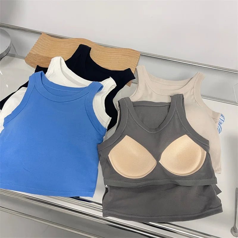 Dropshipping Products Wirefree Cotton Workout Bralettes Cami Bra Tank Tops With Pads - Zeprah