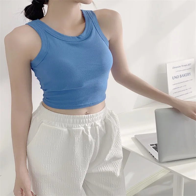 Dropshipping Products Wirefree Cotton Workout Bralettes Cami Bra Tank Tops With Pads - Zeprah