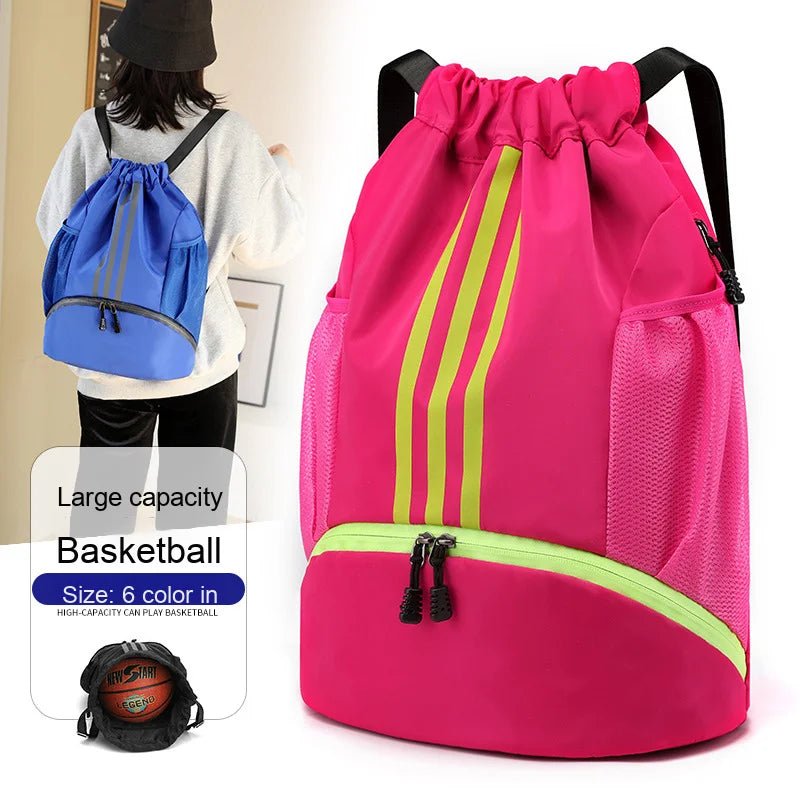 Dry Wet Separation Drawstring Backpack with Polyester Lining for Sports Professional Men's Basketball Gym Drawstring Bag - Zeprah