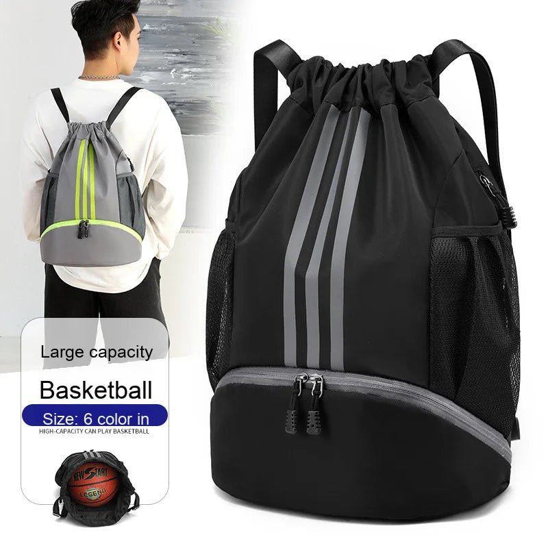 Dry Wet Separation Drawstring Backpack with Polyester Lining for Sports Professional Men's Basketball Gym Drawstring Bag - Zeprah