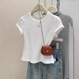 Pure Color Short-sleeved T-shirt Women's Summer Korean-style Slim-fit Inner Wearing Outer Wearing Base Shirt Short T-shirt