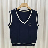 V-neck Classic Tank Top Knitted Vest Retro Sweater