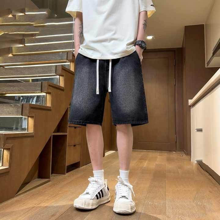 Summer Fashionable Men's Short Pants Laced Comfortable Shorts Simple Best-selling Denim Shorts