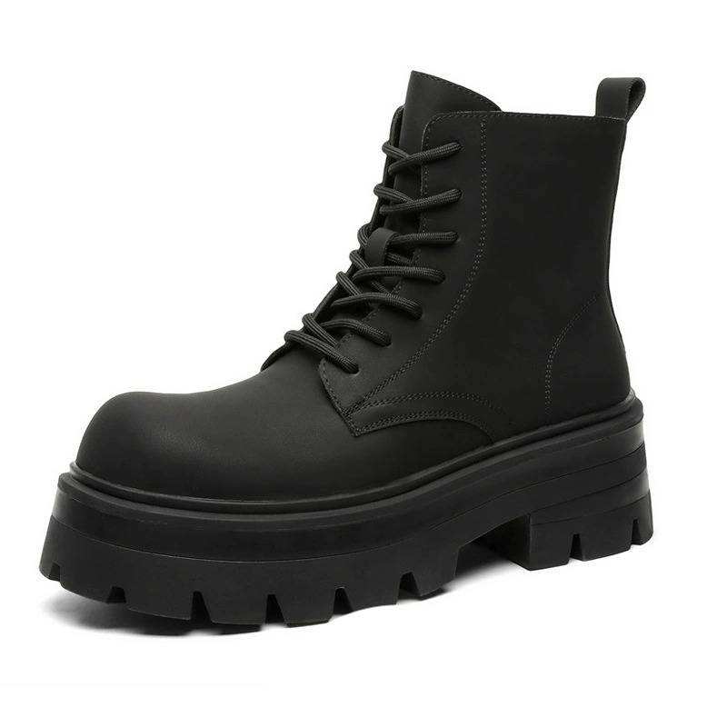 Thick Sole Black Color Durable Big Size Men Ankle Lace up Boots Handsome Classic Fashion Dress Shoes Winter Boots