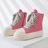 Chaussures Outdoor Casual Sepatu Wide Shoelace Leather Boots Ladies Platform Sneakers
