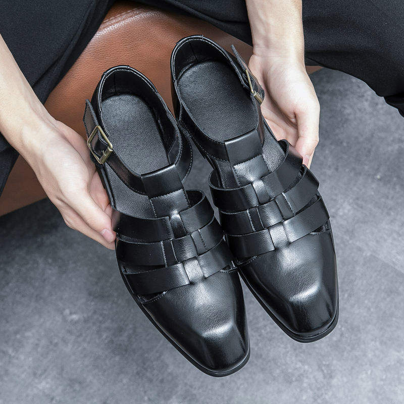 Breathable Summer Casual Shoes Buckle Strap Lightweight Fashion White Black Color Men Casual Dress Shoes