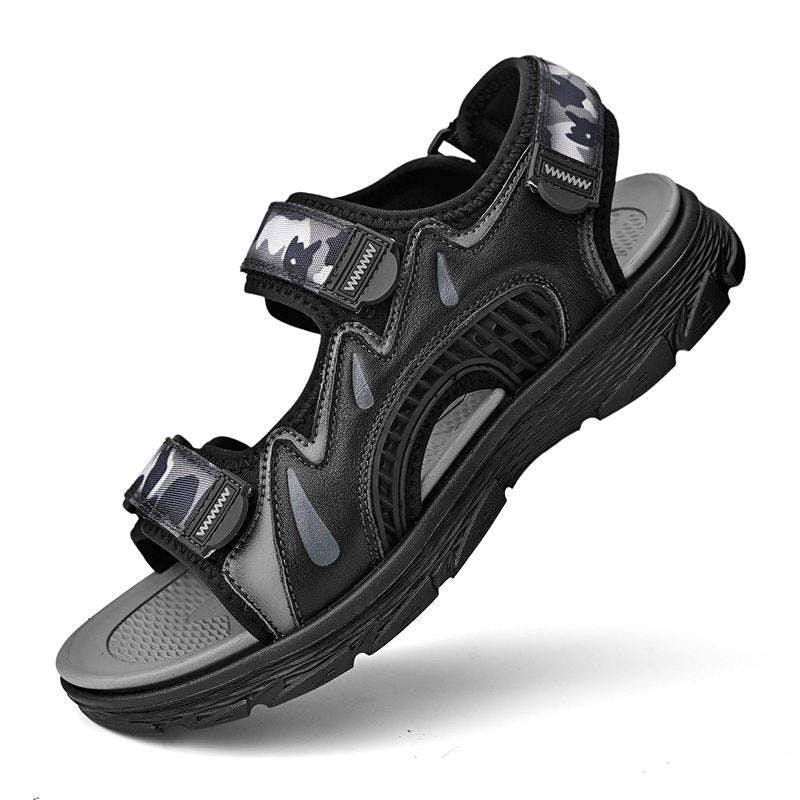 Full Grain Leather Upper Good Quality Open Toe Summer Casual Pure Genuine Leather Sandals for Men