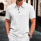 Men Lapel Short Sleeve Polo Shirt Casual Button Placket Fashion Daily Tops