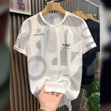 Men Lightweight Wrinkle Free T Shirt Big Letter Print Crew Neck Short Sleeve Tee Summer Casual Loose Fit T Shirts for Men