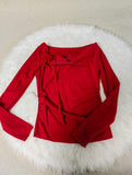 2025 New Women's Top Pure Desire Sexy Style 3D Floral Ruffled Slim Fit Long Sleeve Layering Shirt