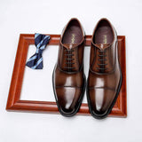 Sophisticated Brogue Lace-Ups: Heavy-Duty Leather Dress Shoes with Arch Support Quality Wedding Shoes