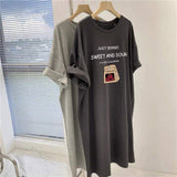 Large Size Retro Chic Short-sleeved T-shirt Dress Women's New Loose Slimming Mid-length Split Skirt for Summer
