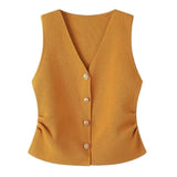 French Style Single-breasted V-neck Sleeveless Knitted Vest Women's 2026 Summer New Slim-fit Elegant Outer Wear