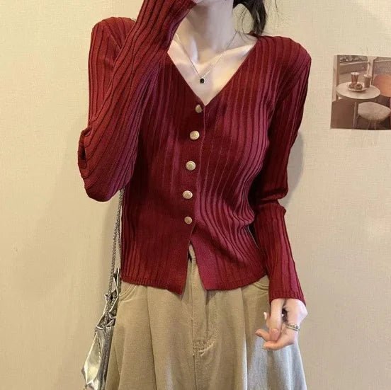 Early Autumn College Style Wear Fashion Knitted Top Spice Girls New Women's Spring and Autumn High - end Sense Sweater Coat - Zeprah