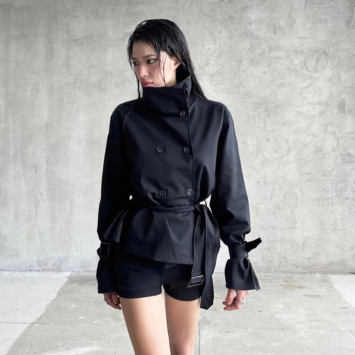 Early Fall New Women's Waterproof Polyester Trench Coat French Style Brown Casual Belted Waist Coat High Street Style - Zeprah