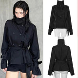 Early Fall New Women's Waterproof Polyester Trench Coat French Style Brown Casual Belted Waist Coat High Street Style - Zeprah