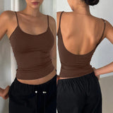 Low Back Thin Strap Camisole Women U Back Sleeveless Slim Basic Layering Tank Top