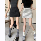Vintage Polka Dot High Waist Bodycon Mini Skirt Women's Casual Slim Fit Pencil Skirt for Office & Daily