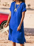 Women Casual Loose Midi Dress Short Sleeve Dress Summer Daily Vacation Shift Dress Multiple Colors Available