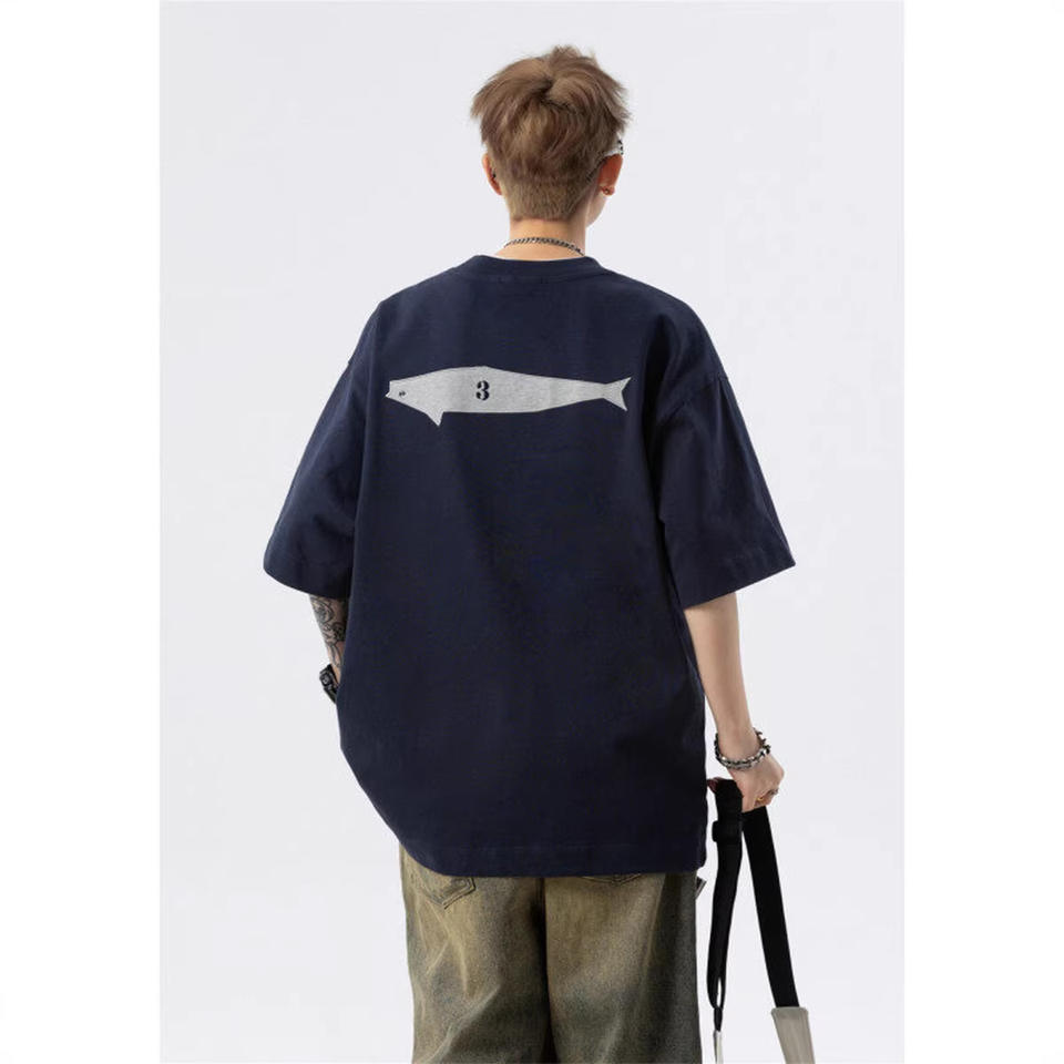 230 g Cotton Men's Stylish Oversized Casual T-Shirt with Unique Graphic Print, Breathable Crew Neck Tee