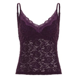 Eco - Friendly Breathable Lace Slim Fit V - neck Camisole Stretch Minimalist Solid Color Sleeveless Top - Zeprah