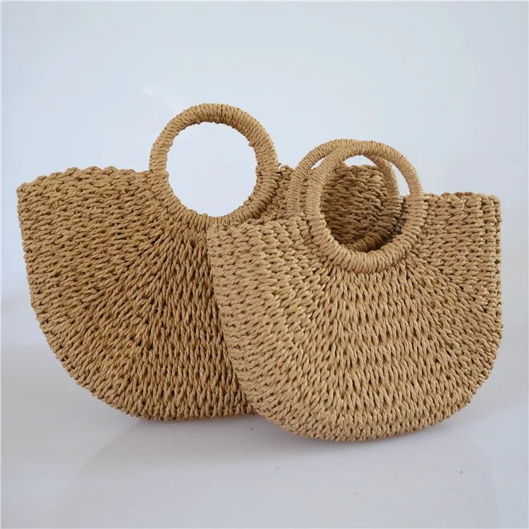 Eco - Friendly Summer Handbags Lady Handmade Pouch Rattan Tote Bag Straw Shopping Bags - Zeprah