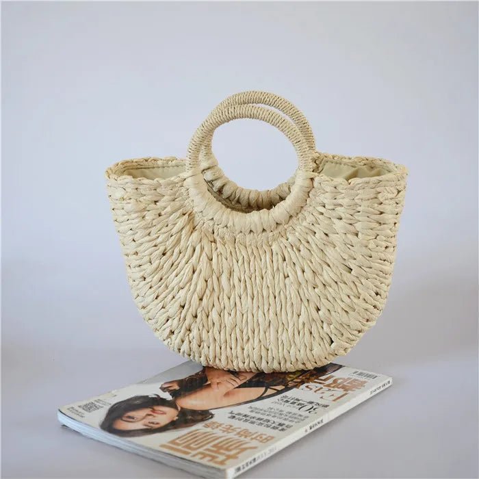 Eco - Friendly Summer Handbags Lady Handmade Pouch Rattan Tote Bag Straw Shopping Bags - Zeprah