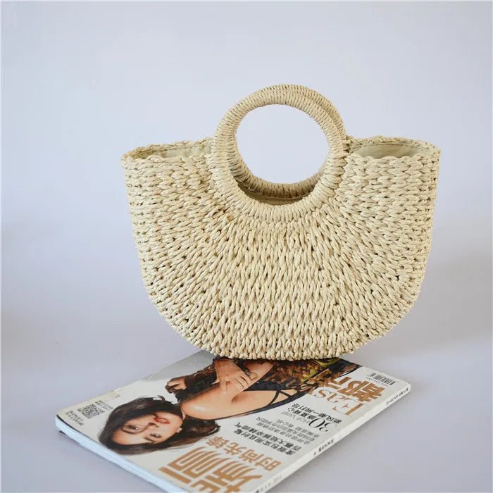 Eco - Friendly Summer Handbags Lady Handmade Pouch Rattan Tote Bag Straw Shopping Bags - Zeprah