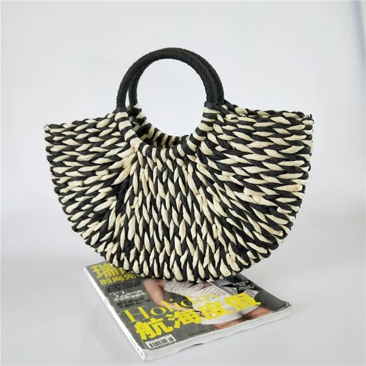 Eco - Friendly Summer Handbags Lady Handmade Pouch Rattan Tote Bag Straw Shopping Bags - Zeprah