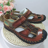 Genuine Leather Materials Hard Wearing Summer Beach Casual Shoes Leather Sandals for Men
