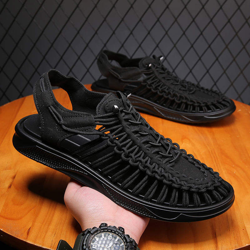 Men's Summer Beach Shoes Sandals Anti Slip Rubber Fashion Leisure Black Red White Mesh Sandals for Men