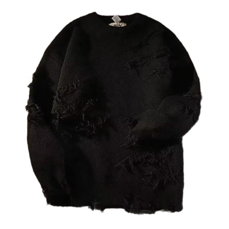 Men Women American Vintage High Street Distressed Knit Sweater Ins Lazy Style Niche Designer Fall Winter Top