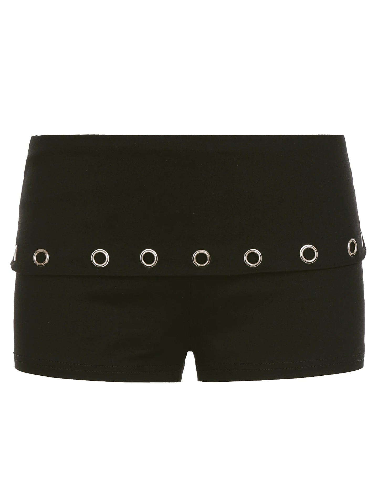 Edgy Cut - Out Studded Gothic Patchwork Breathable Woven Skinny Fit Women's Shorts Sizzling Hot Dance Clubwear - Zeprah