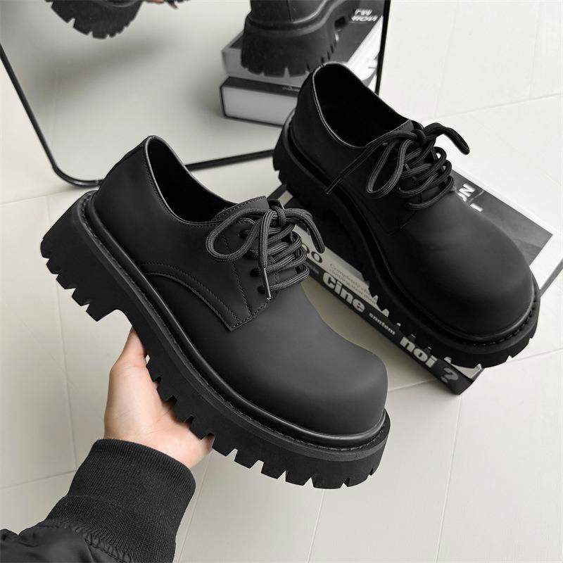 Classic Fashion Thick Sole Chunky Dress Shoes Men Round Toe Derby Formal Lace up Wedding Footwear