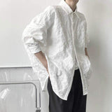 Men's Dark Tone Maturity Embossed Wrinkle Long Sleeve Shirt Jacket Japanese Vibe Minimalist Premium Texture Outerwear