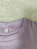 Women's Summer Basic Style Small Round Neck Short Style Exposed Navel T-shirt Elastic Tight Short Sleeved Base Top